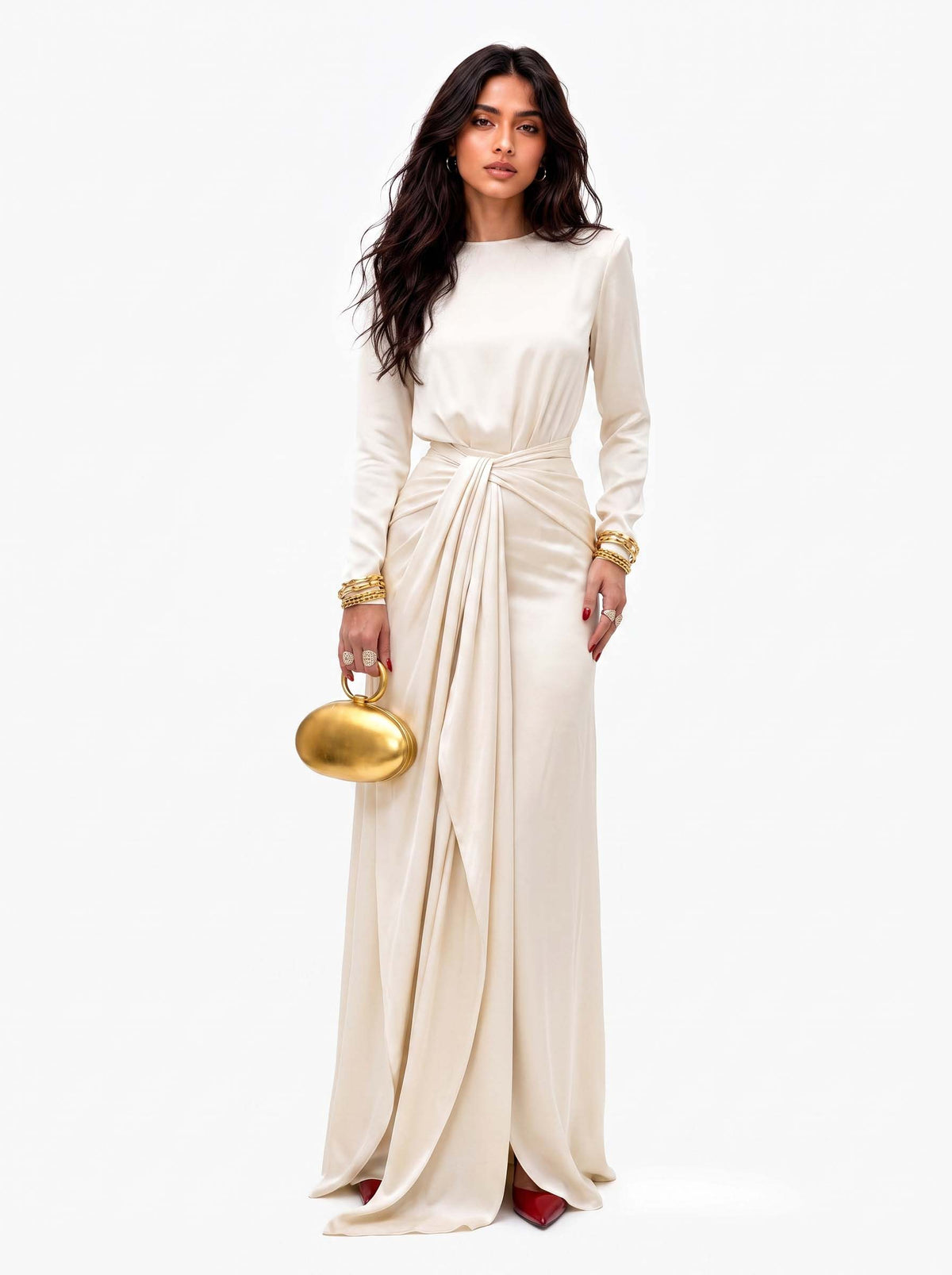 Adela™ | Elegante Vestido Maxi de Satén Drapeado