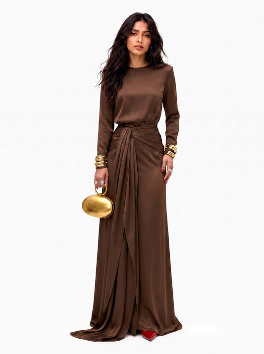 Adela™ | Elegante Vestido Maxi de Satén Drapeado