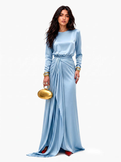 Adela™ | Elegante Vestido Maxi de Satén Drapeado