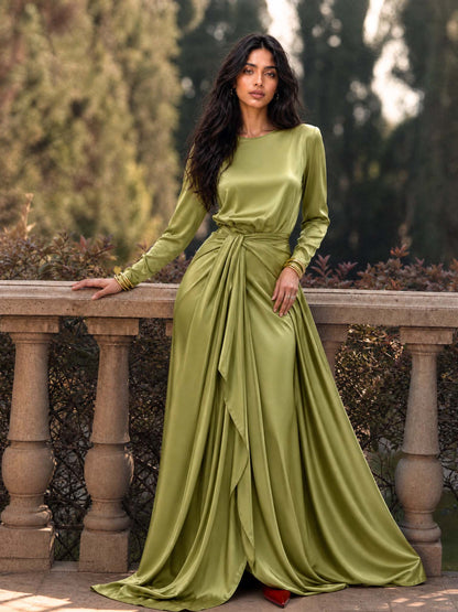 Adela™ | Elegante Vestido Maxi de Satén Drapeado