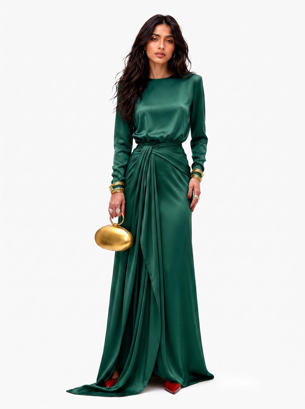 Adela™ | Elegante Vestido Maxi de Satén Drapeado
