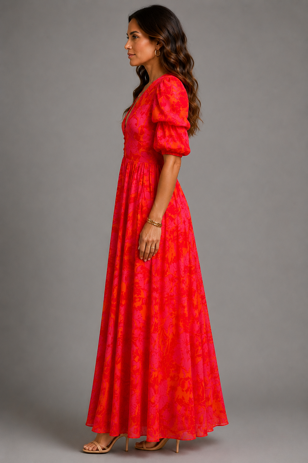 Olympe™ | Vestido Fluido en Rosa y Naranja