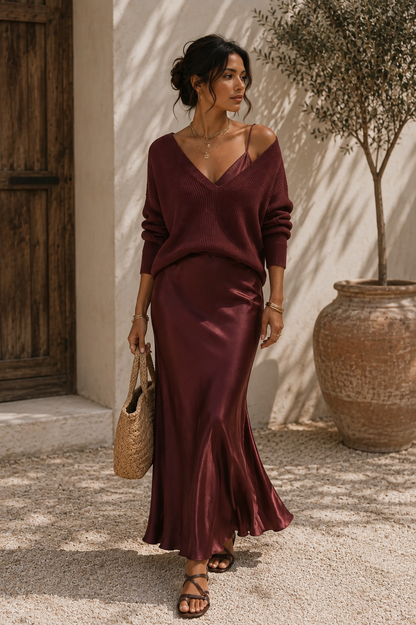 Alma™ | Vestido de Satén Elegante con Jersey