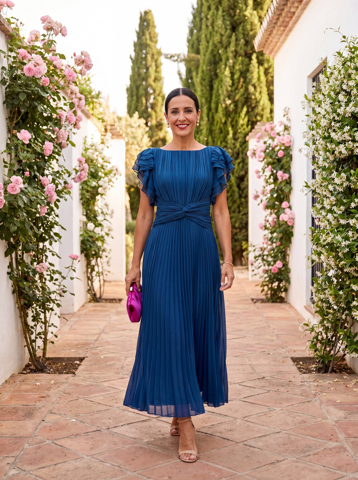 Seraphina™ | Elegante Vestido Maxi Plisado con Cintura Anudada