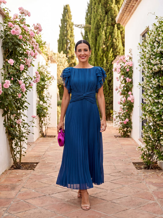 Seraphina™ | Elegante Vestido Maxi Plisado con Cintura Anudada