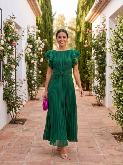 Seraphina™ | Elegante Vestido Maxi Plisado con Cintura Anudada