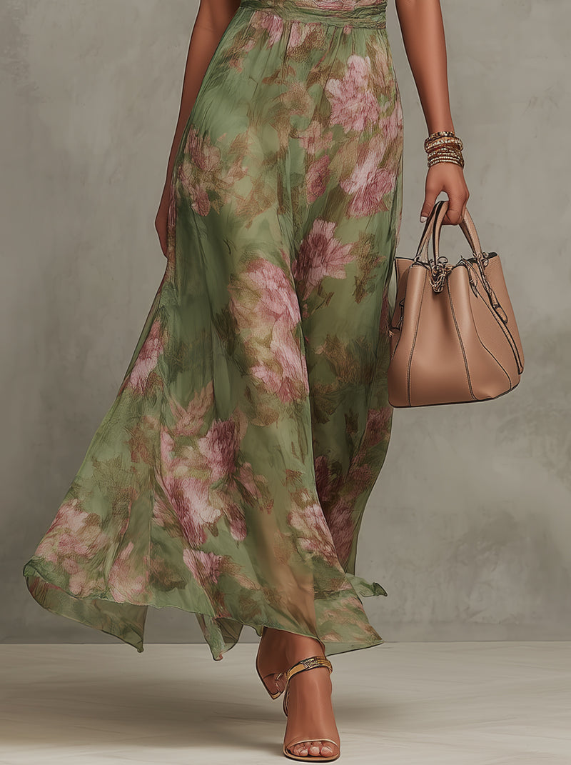 Lidia™ | Vestido Maxi Halter Floral Elegante