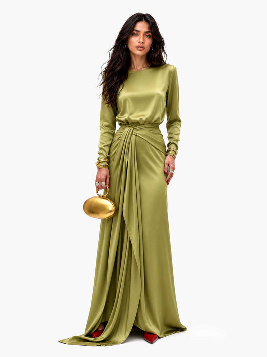 Adela™ | Elegante Vestido Maxi de Satén Drapeado