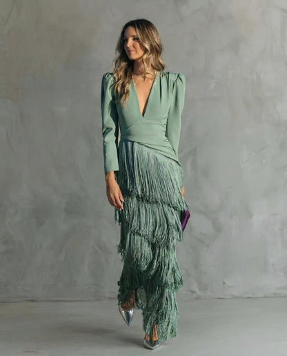 Chiara™ | Vestido Elegante con Mangas de Flecos