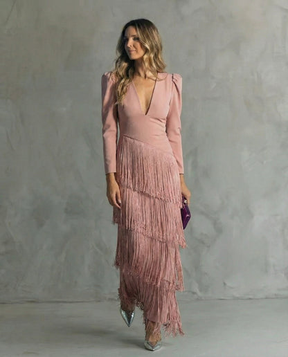 Chiara™ | Vestido Elegante con Mangas de Flecos