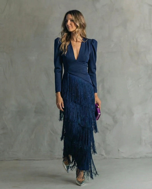 Chiara™ | Vestido Elegante con Mangas de Flecos