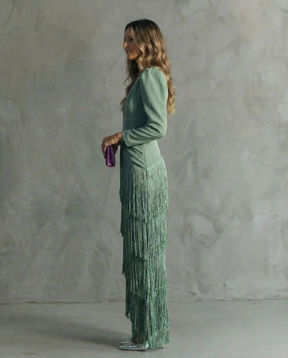 Chiara™ | Vestido Elegante con Mangas de Flecos
