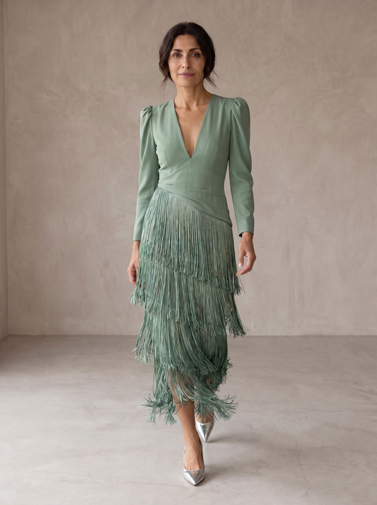 Chiara™ | Vestido Elegante con Mangas de Flecos